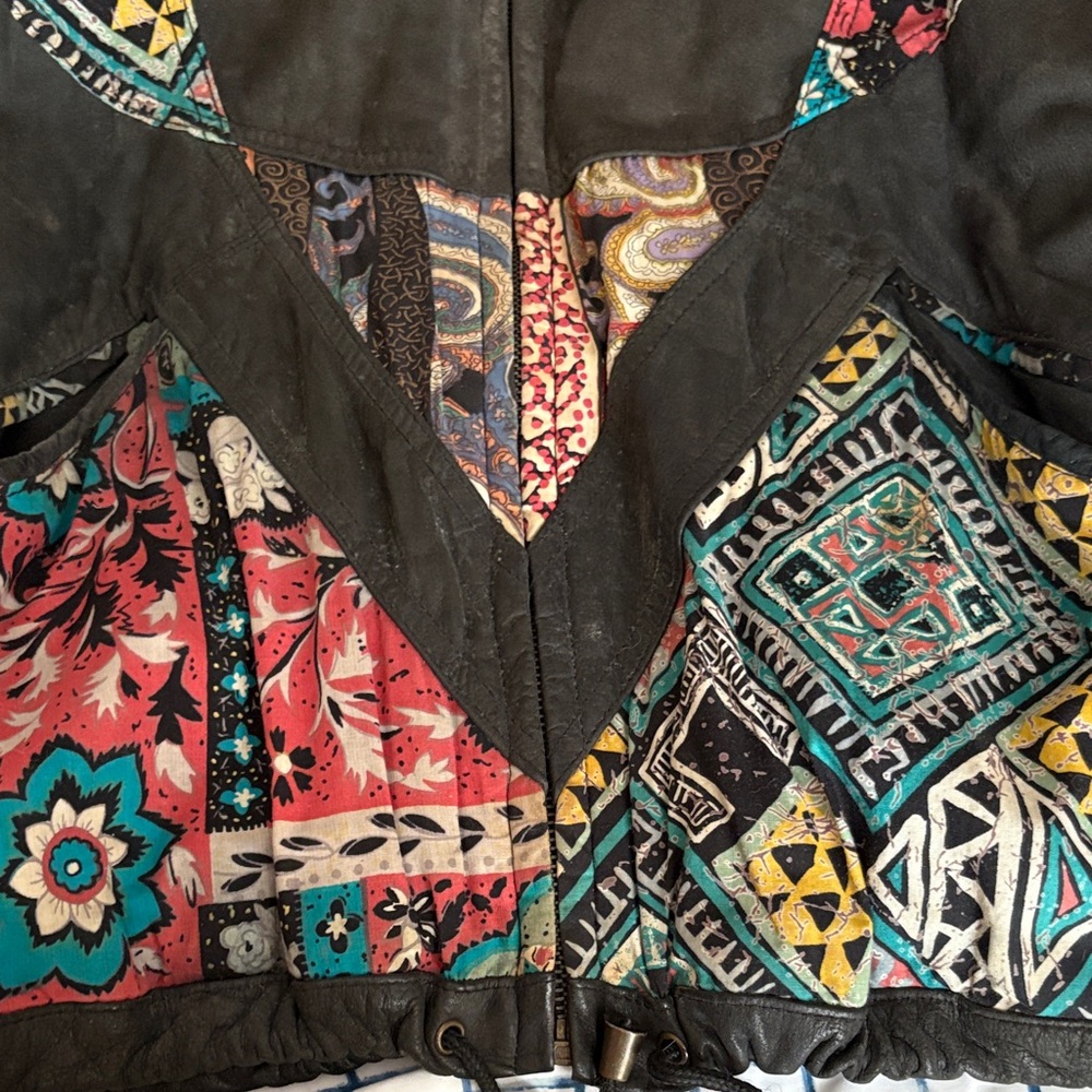 Colorful Patchwork Bomber Jacket - image 3